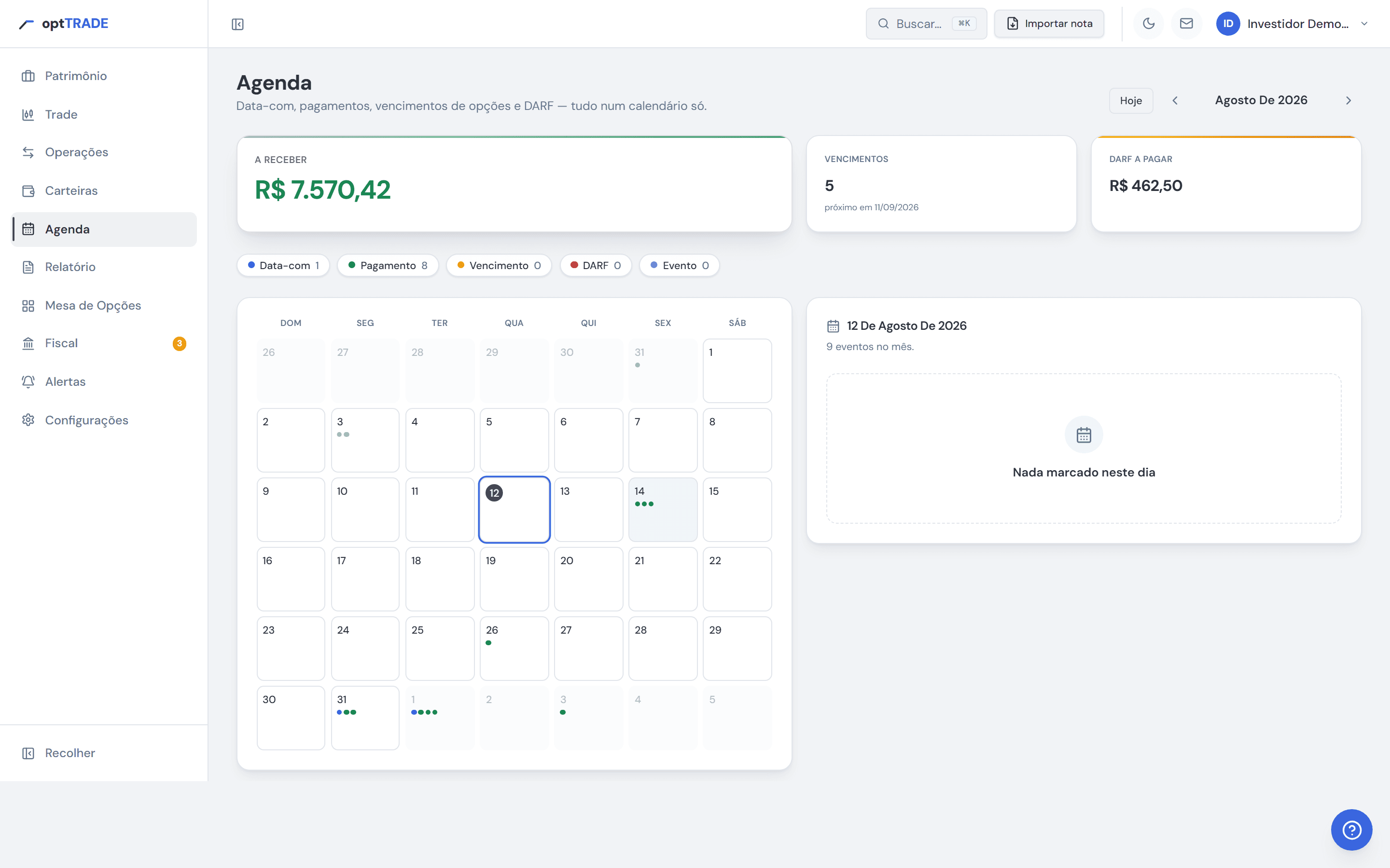 Proventos · optTRADE